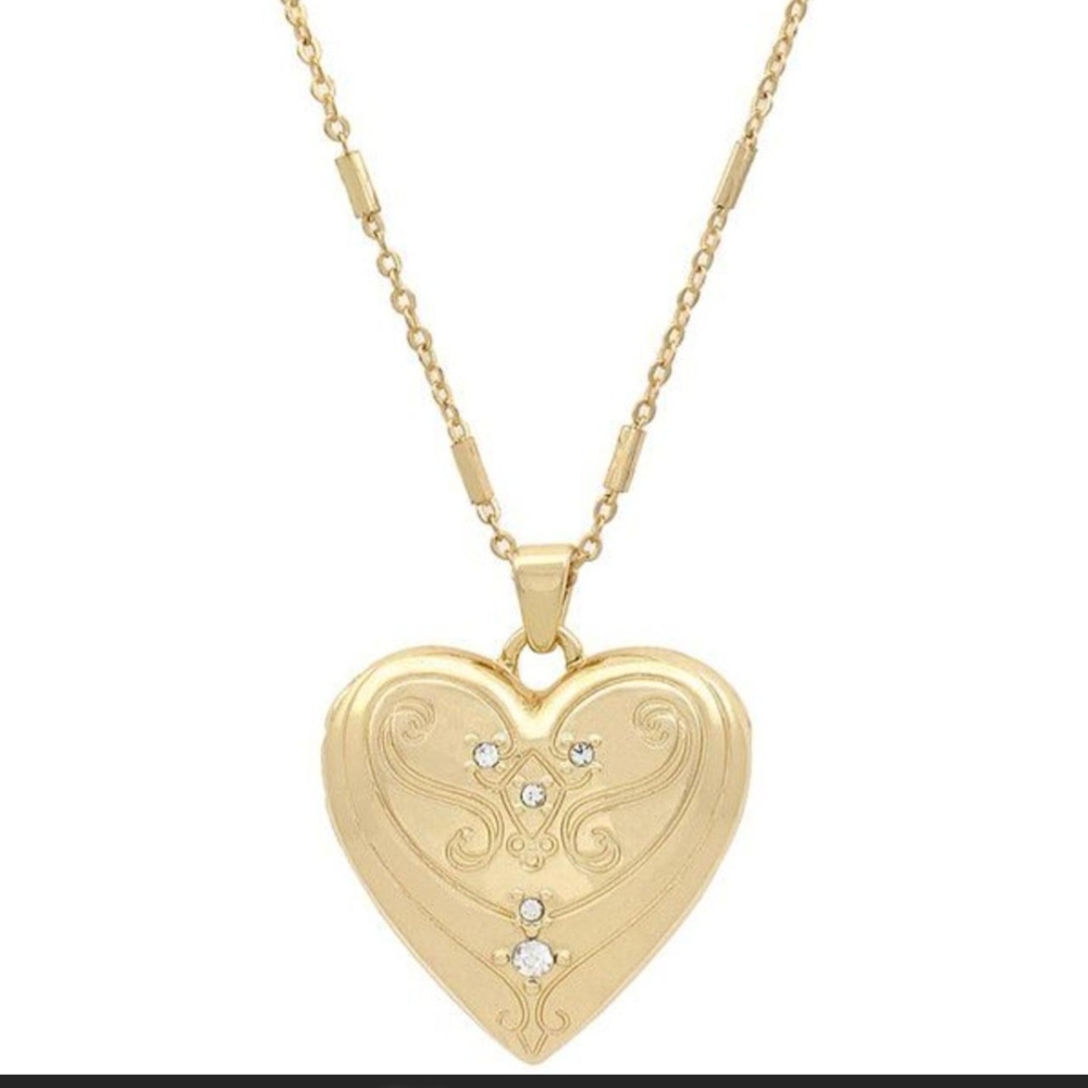 ISO Jessica Simpson Gold Heart Necklace with Crystal Accents